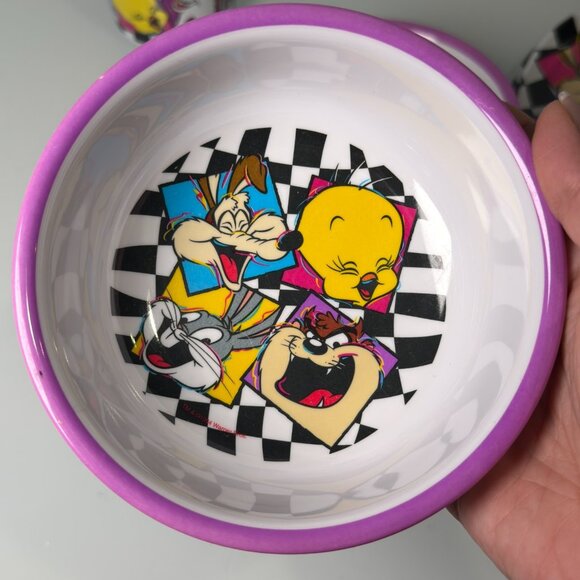 Vintage Looney Tunes 1994 Zak Designs Plates Bowls Cups Tweety Taz Daffy Bugs - Picture 9 of 16